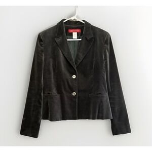 Anne Klein Velvet Blazer Jacket Gray Stretch Office Preppy Work Button Pocket 10